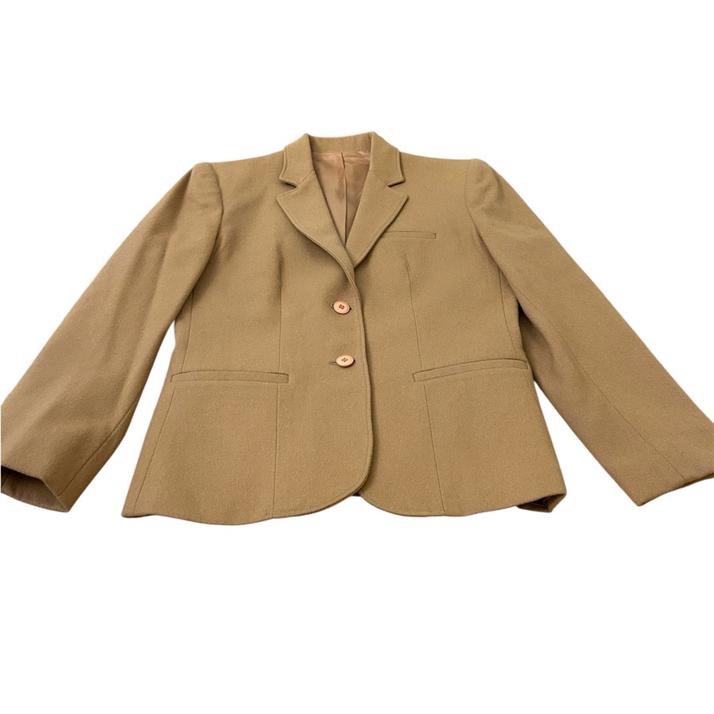 Phillip Courtney 100% Wool Two Button Blazer Tan  Women’s Size 7